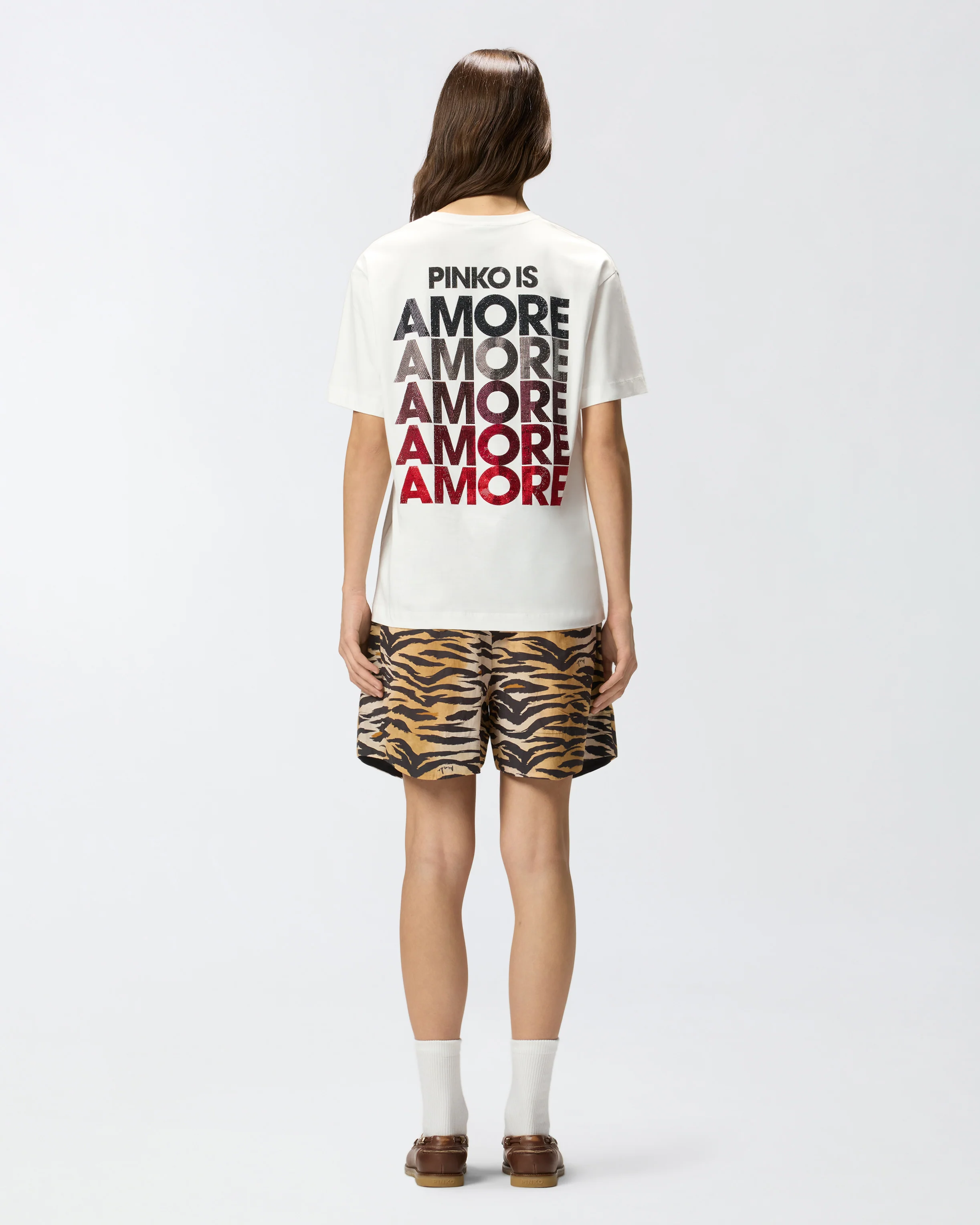 T-shirt with rhinestoned Amore lettering - Image 3