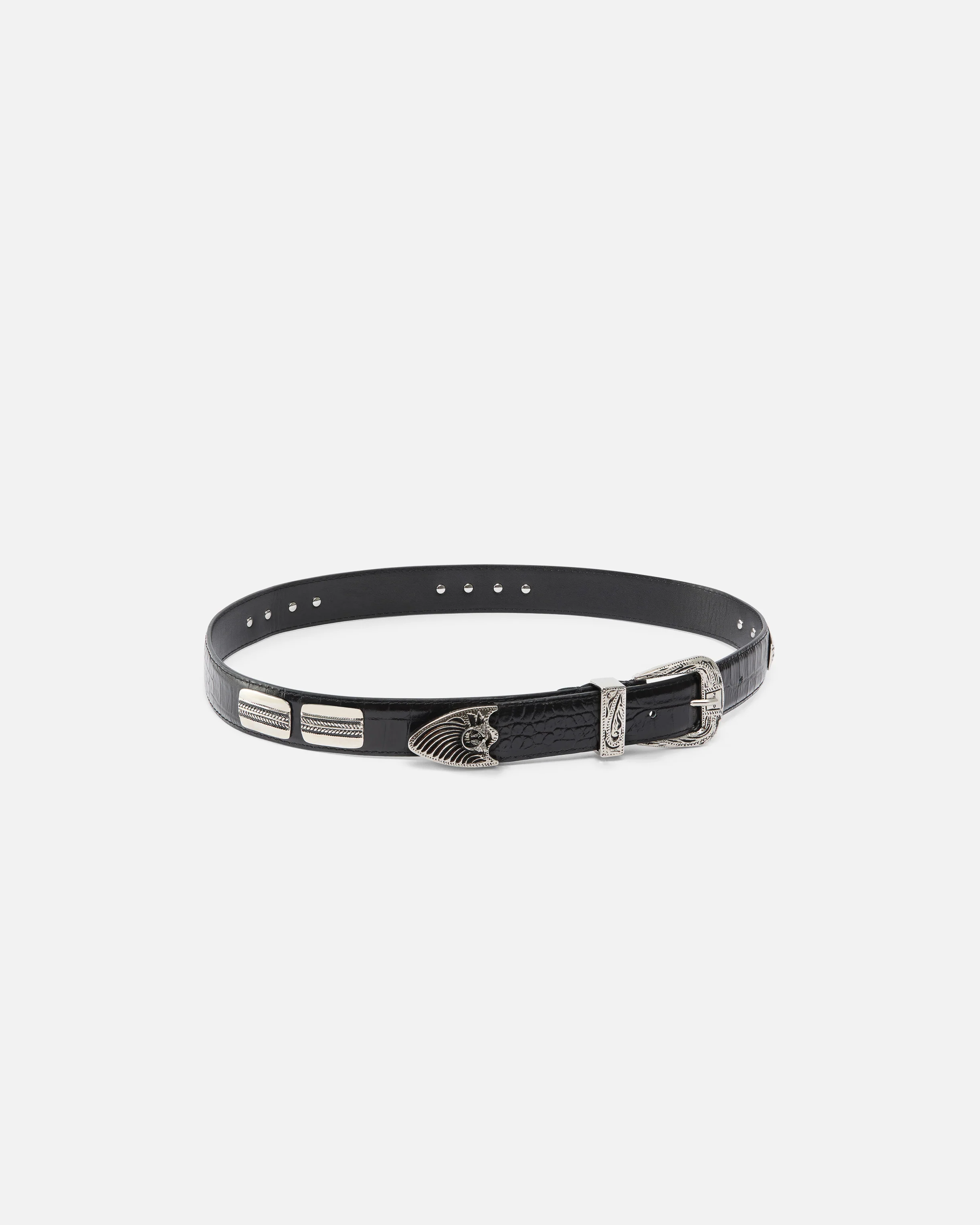 Texan belt in crocodile-print leather, 3 cm - Image 2