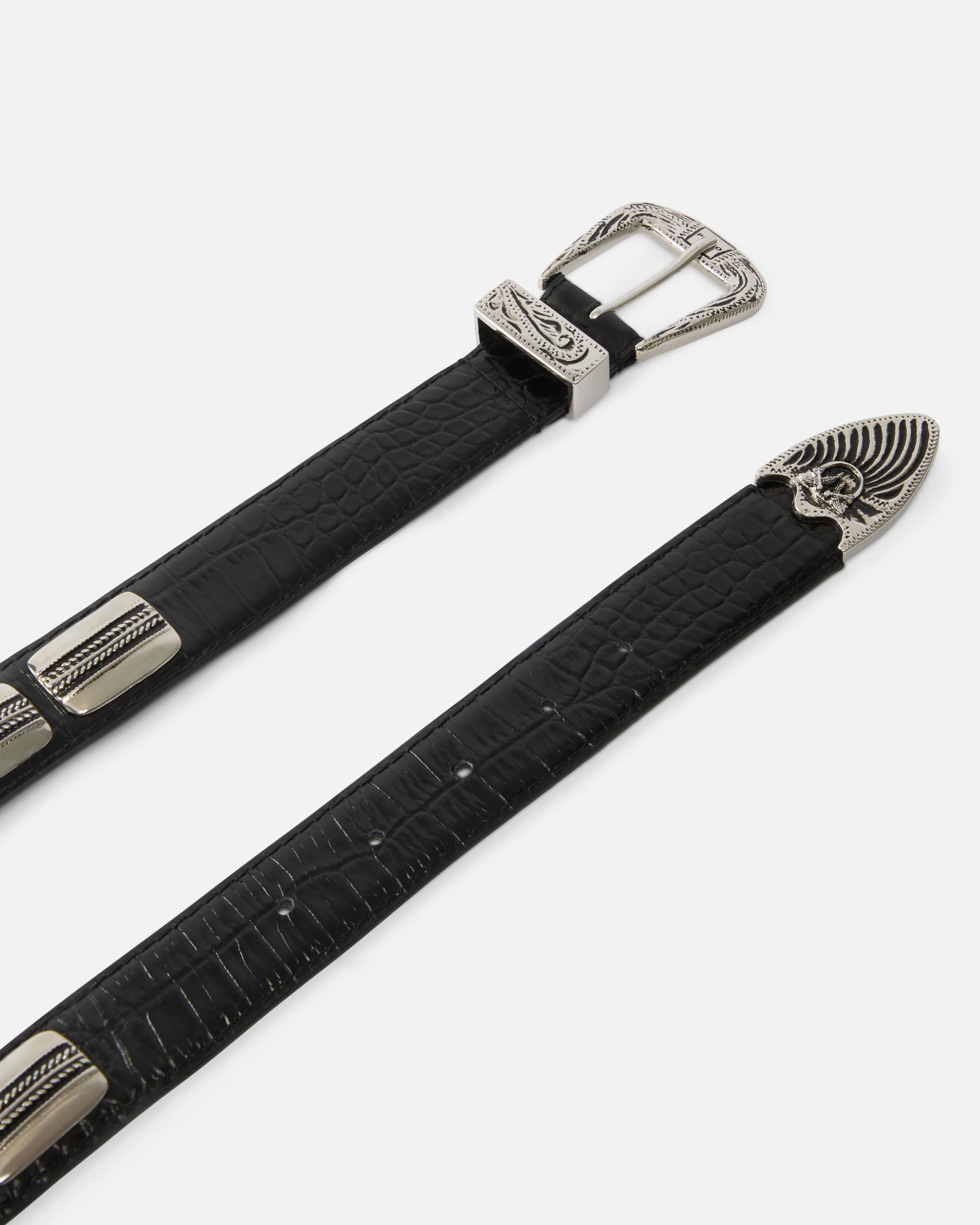 Texan belt in crocodile-print leather, 3 cm - Image 3