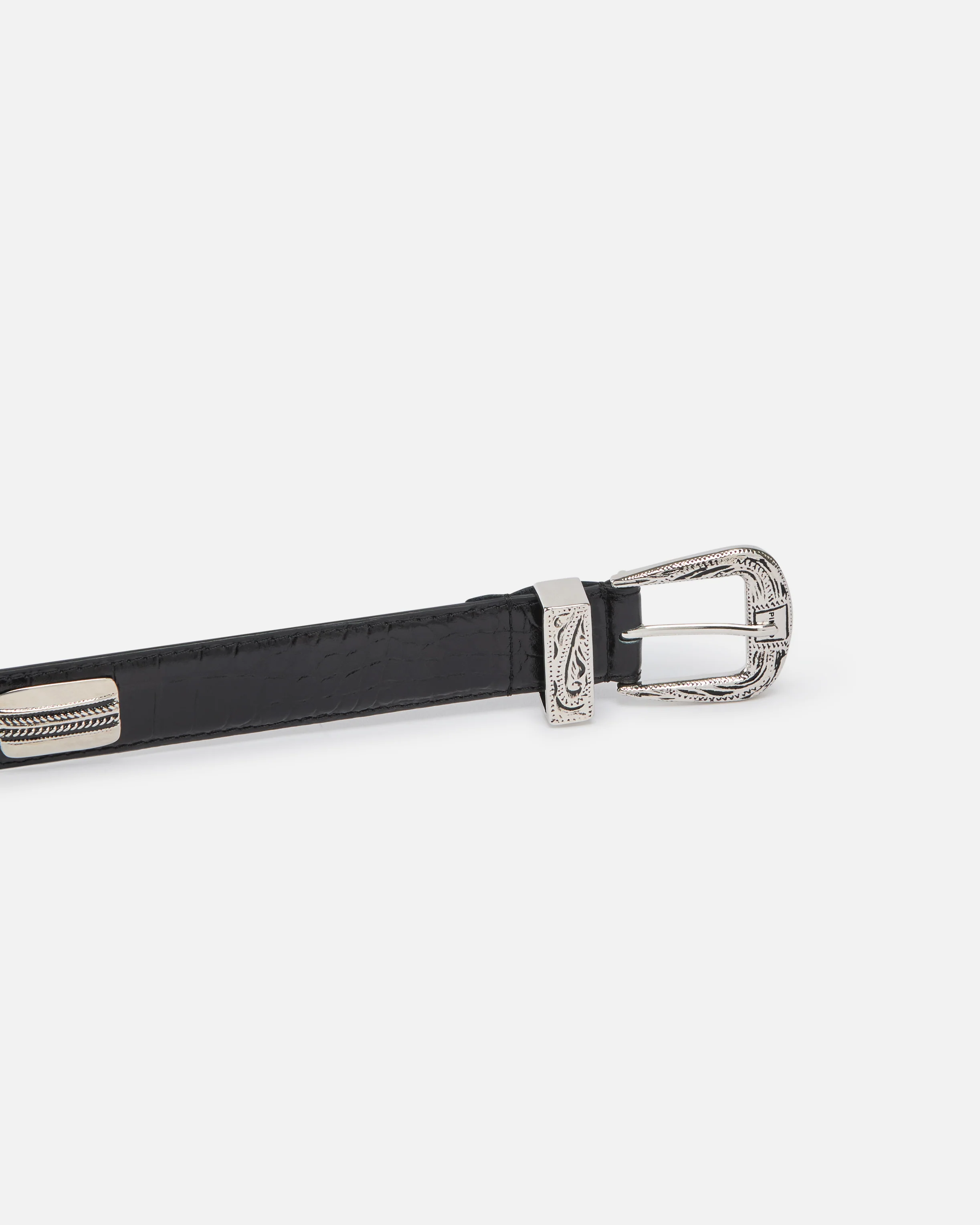 Texan belt in crocodile-print leather, 3 cm - Image 5