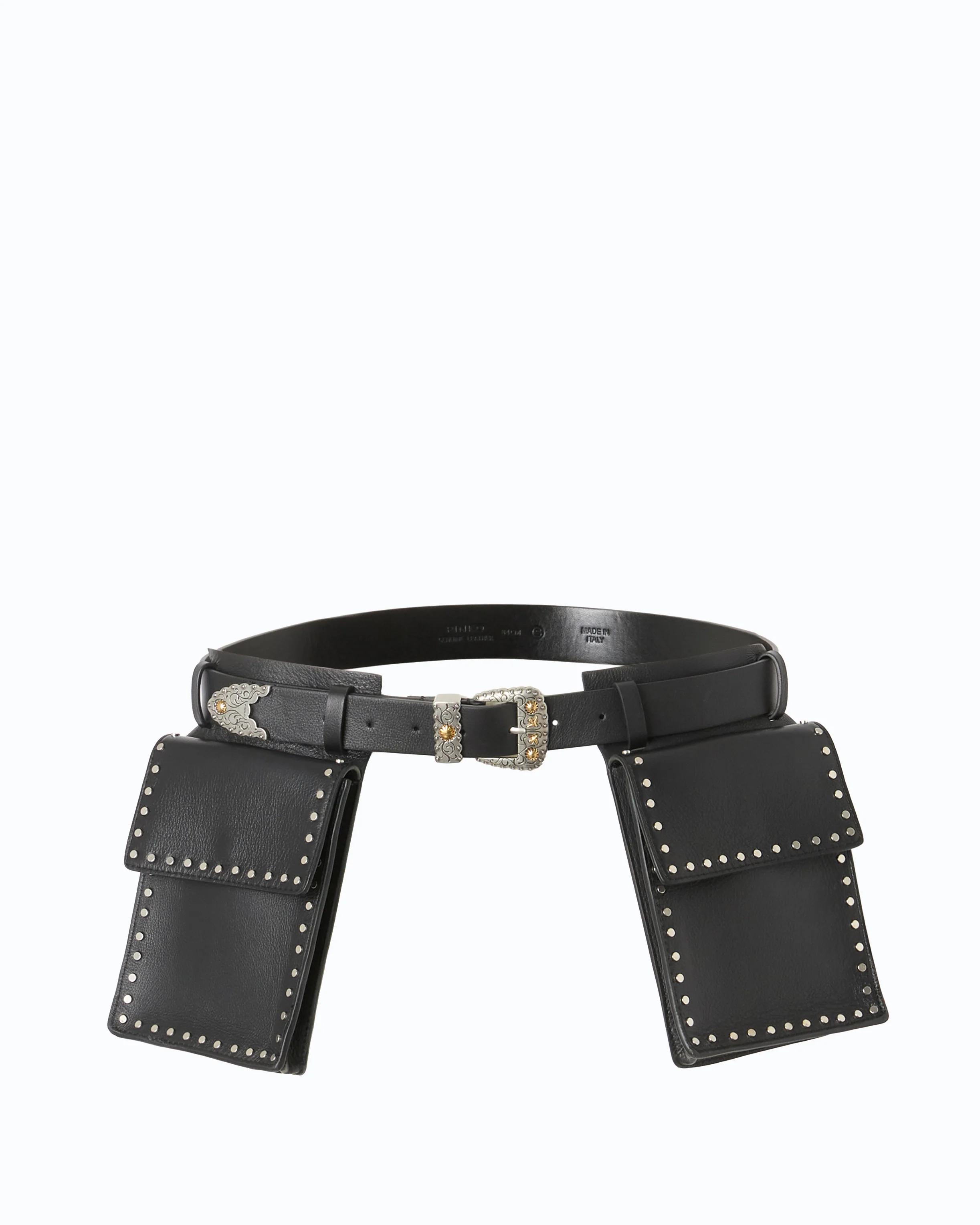 Texan leather belt with storage pockets, 3 cm
