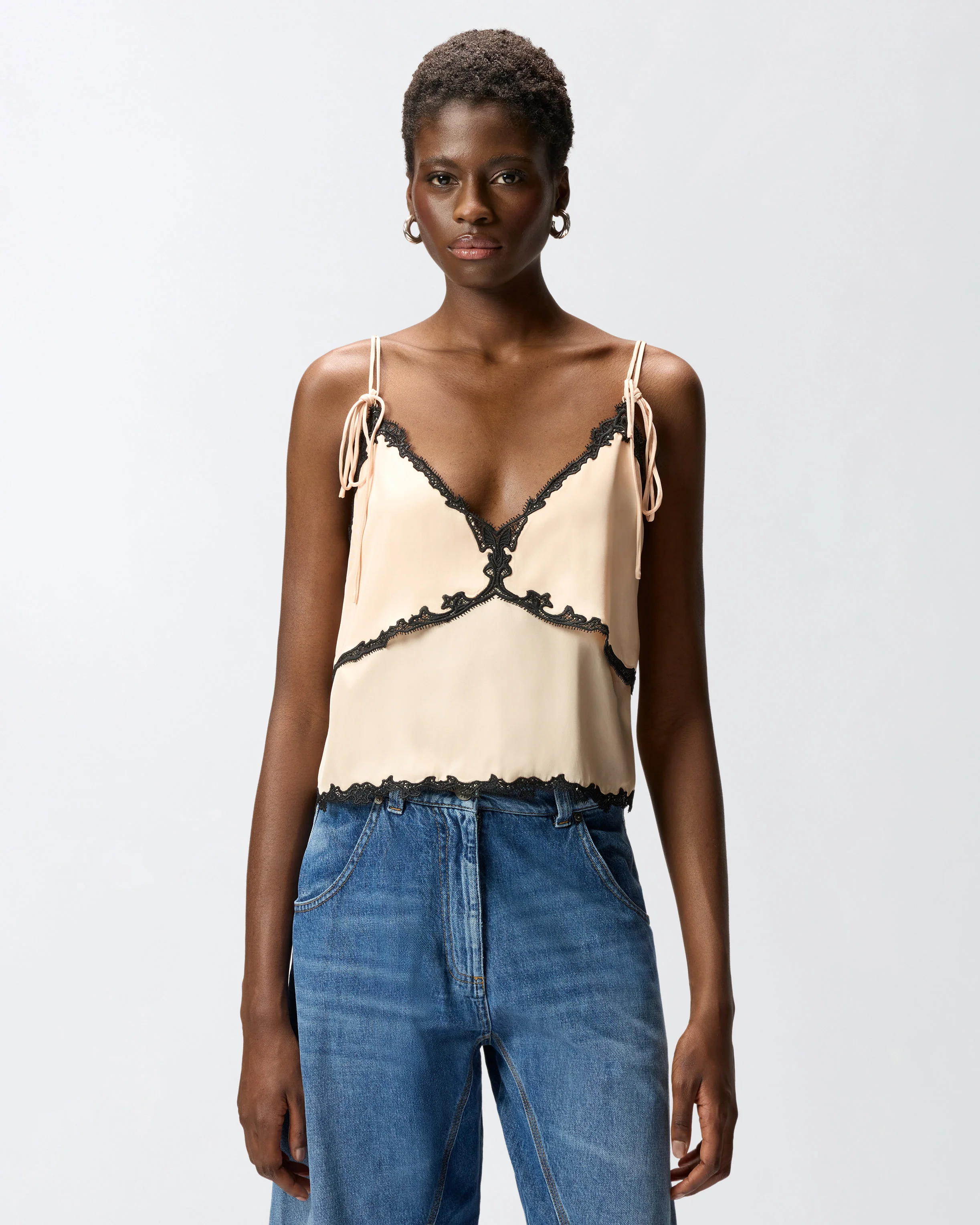 Top with lace inserts