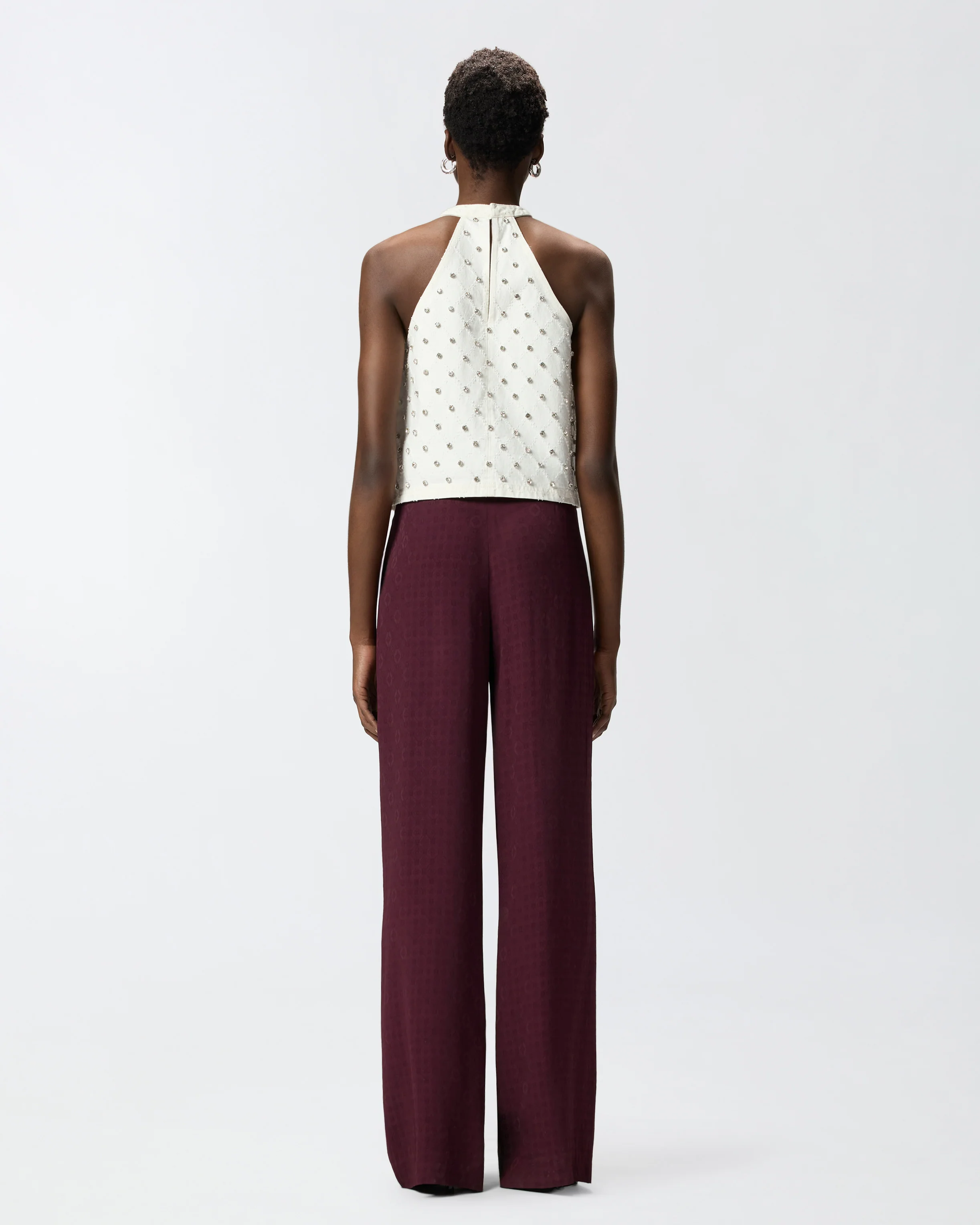 Trousers in jacquard with tie motif - Image 3