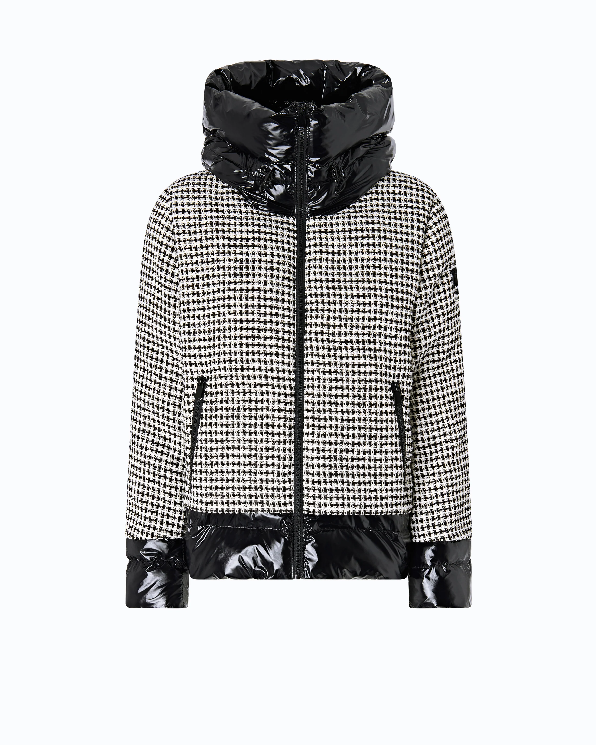 Tweed and nylon down jacket - Image 5
