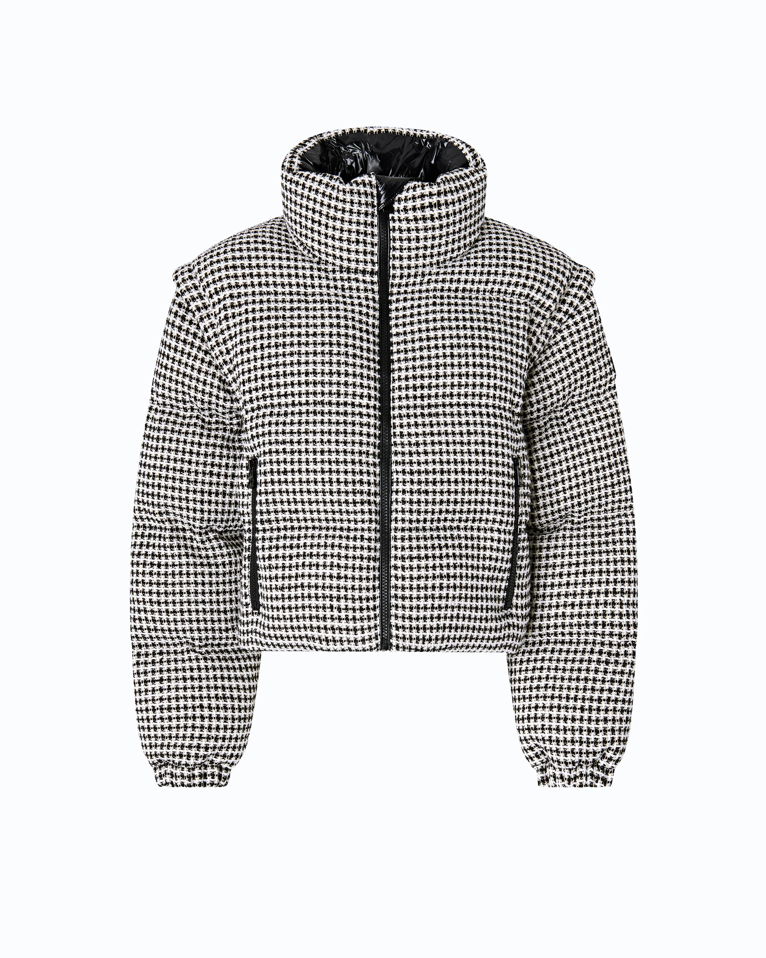 Tweed down jacket with detachable sleeves - Image 5