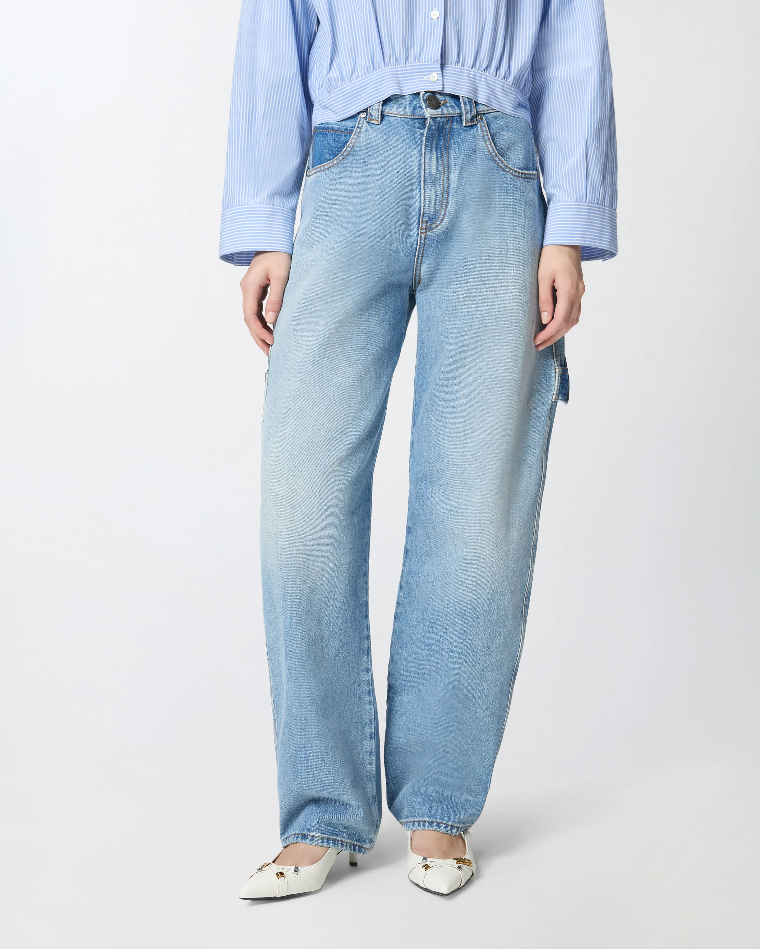 Two-tone balloon-fit jeans - Image 2