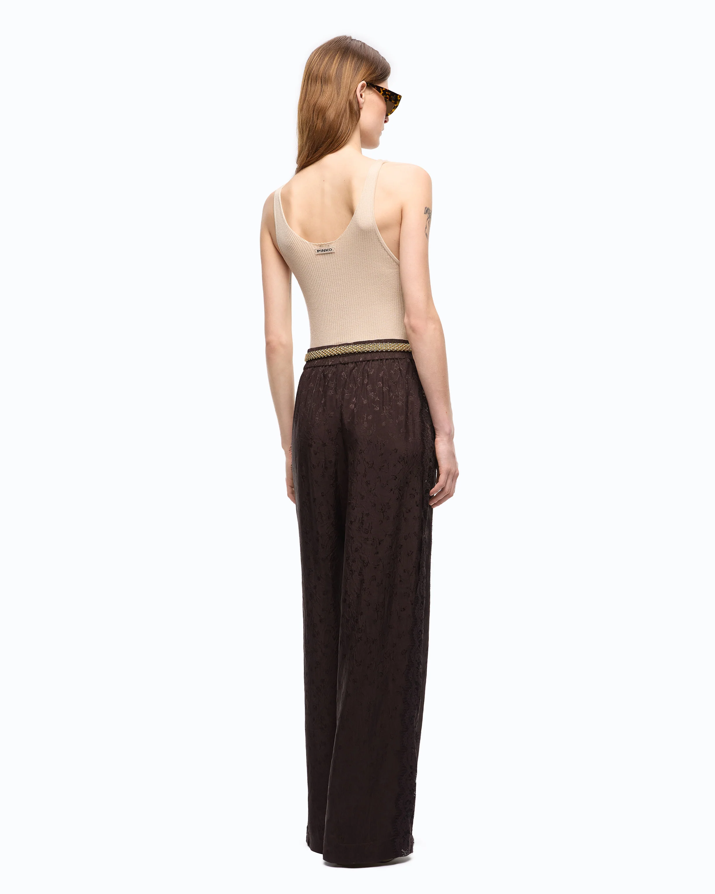 Vest top in silk and cashmere blend with lace neck - Image 4