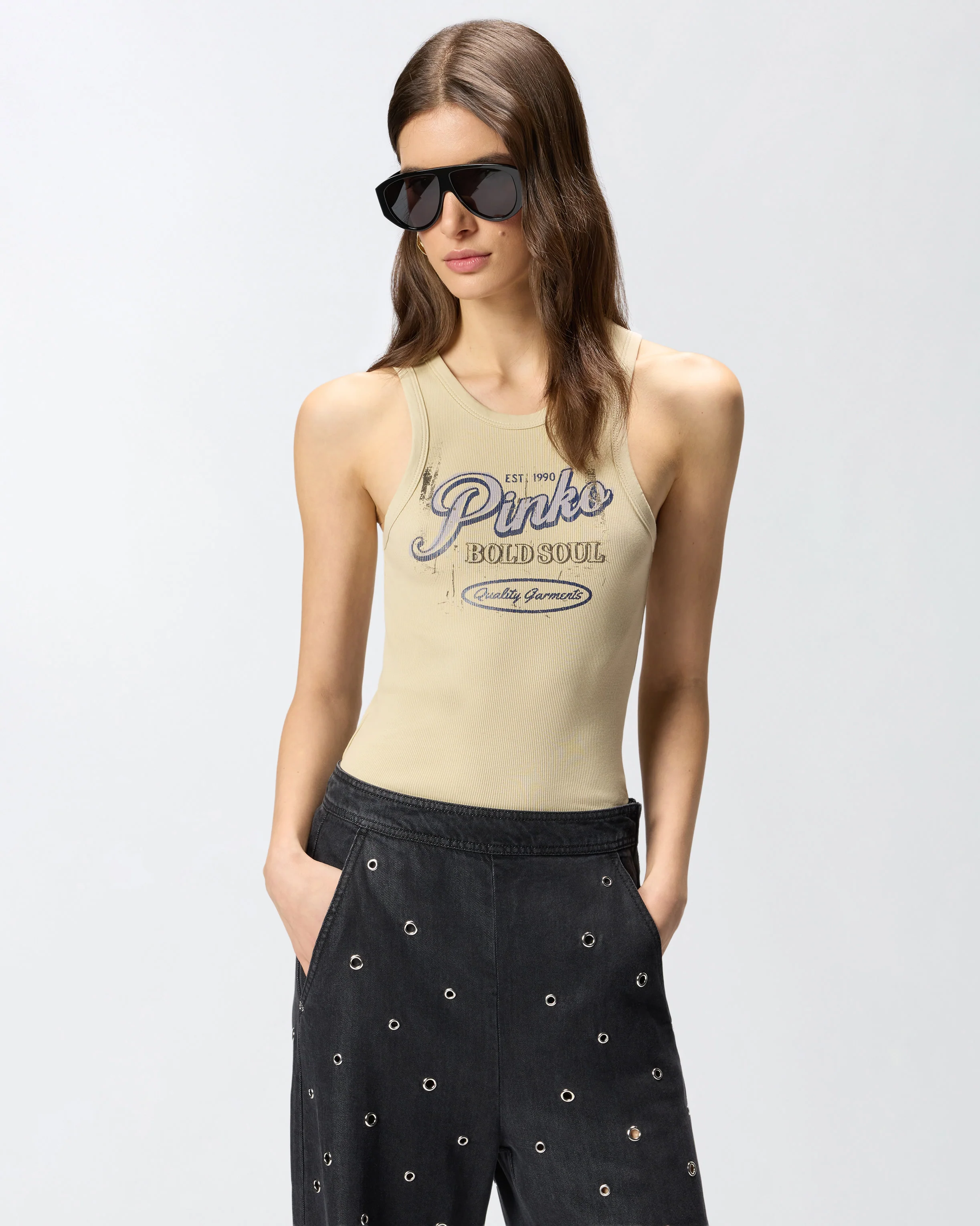 Vest top with vintage lettering