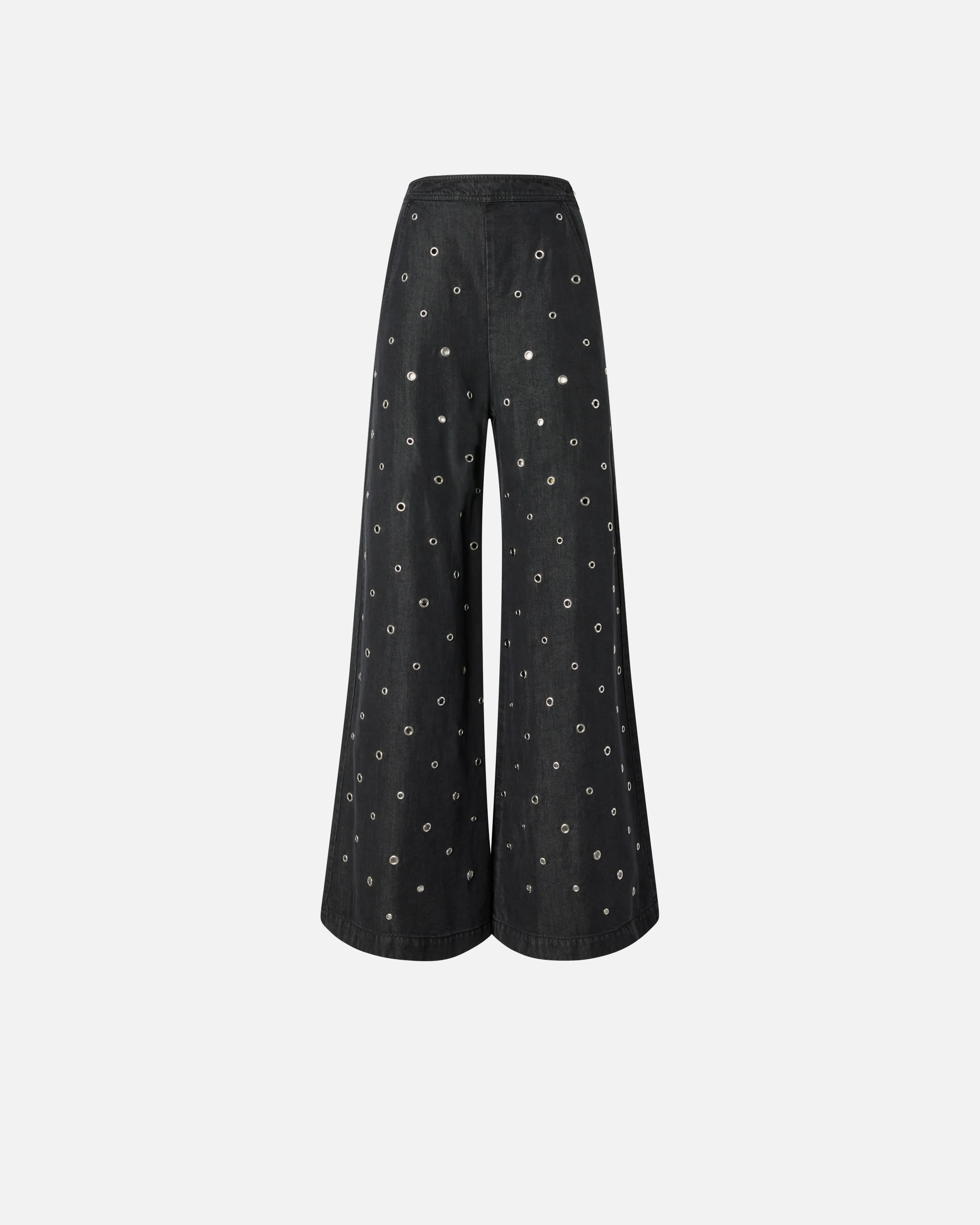 Wide-leg jeans in dark denim with eyelets - Image 5