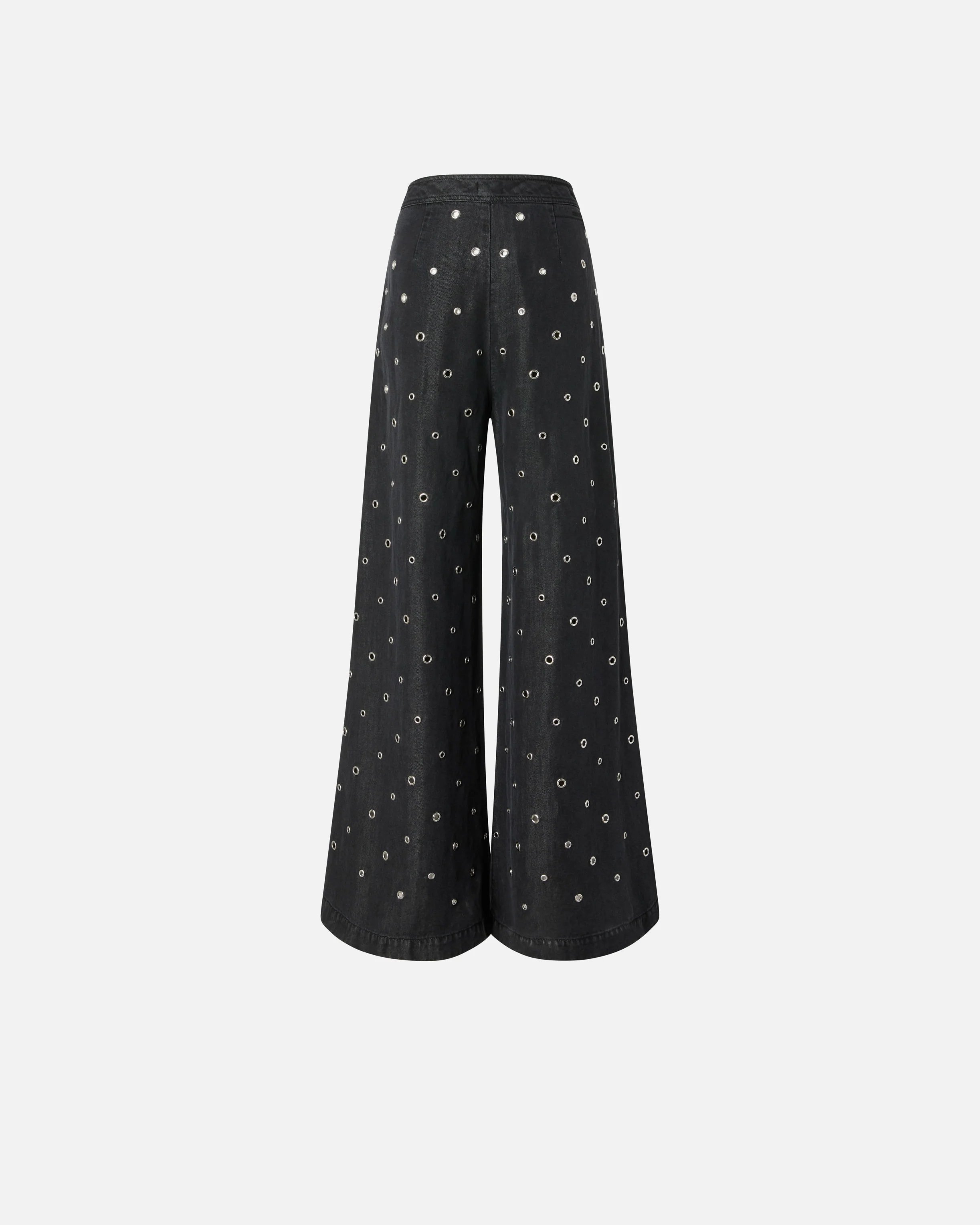 Wide-leg jeans in dark denim with eyelets - Image 6