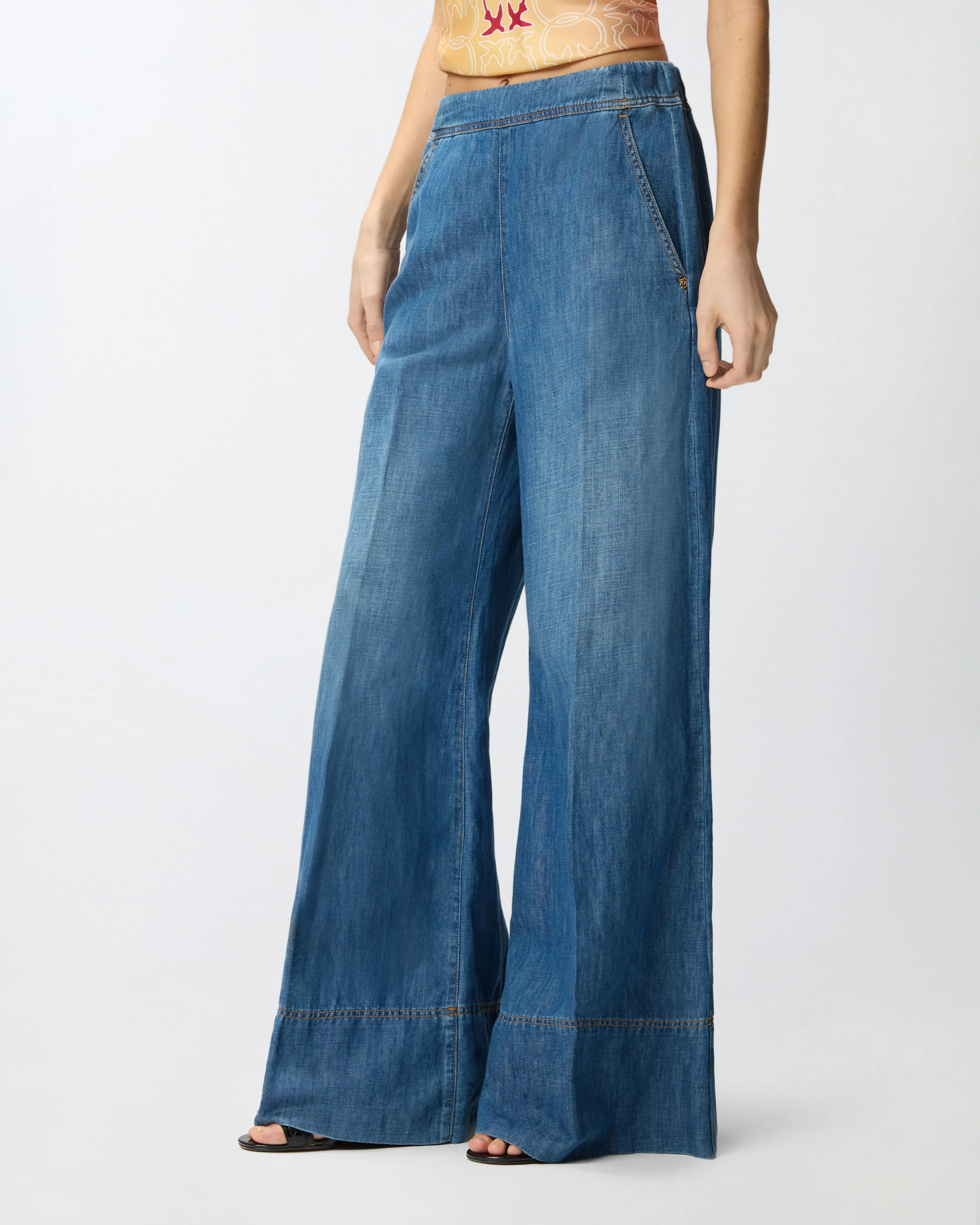Wide-leg jeans in linen-blend denim - Image 2