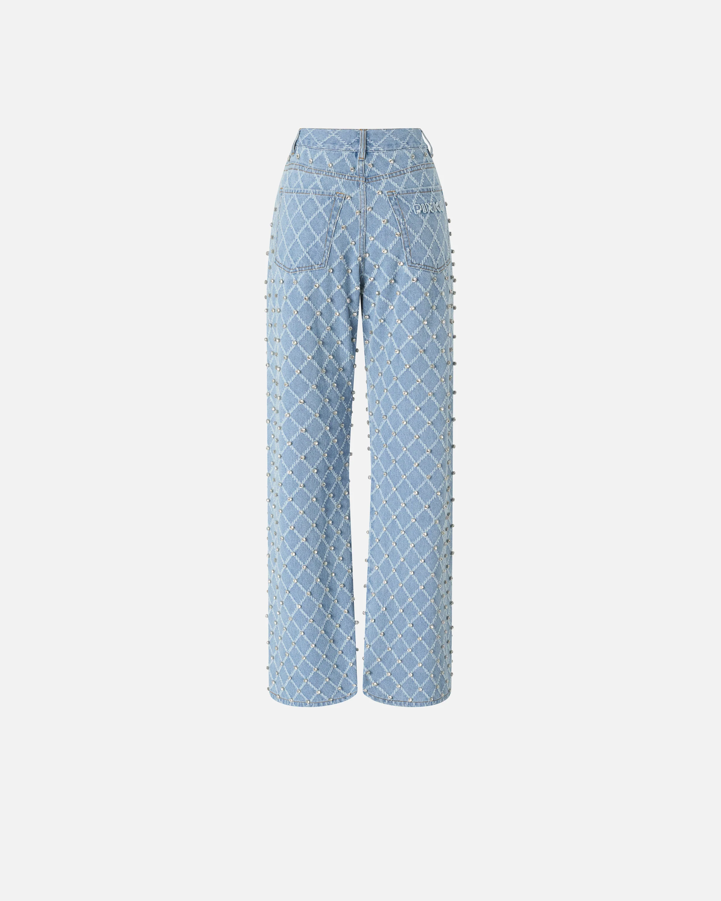 Wide-leg jeans with diamond and rhinestone motif - Image 6