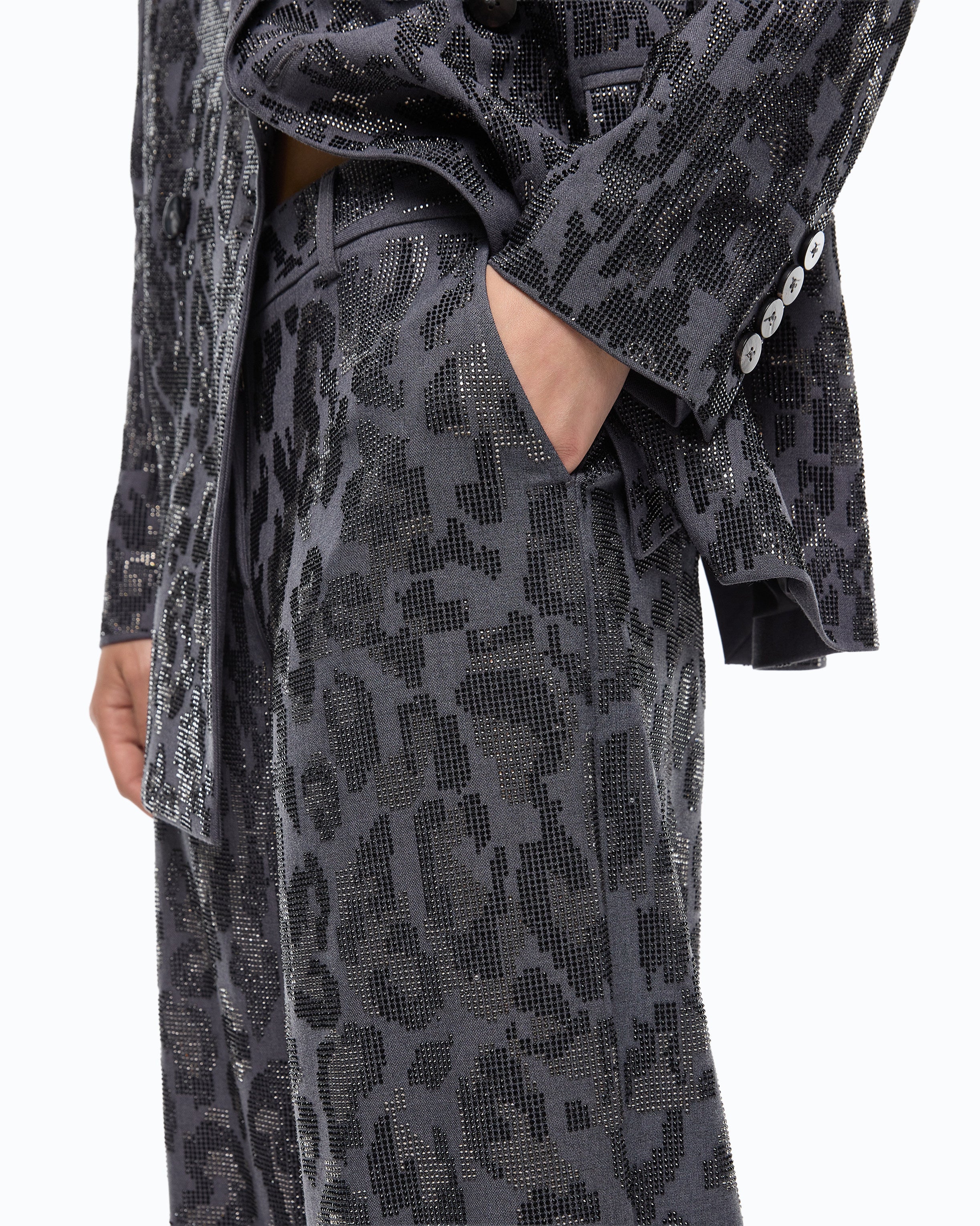 Wide leg trousers with animal print and micro-strass - Image 3