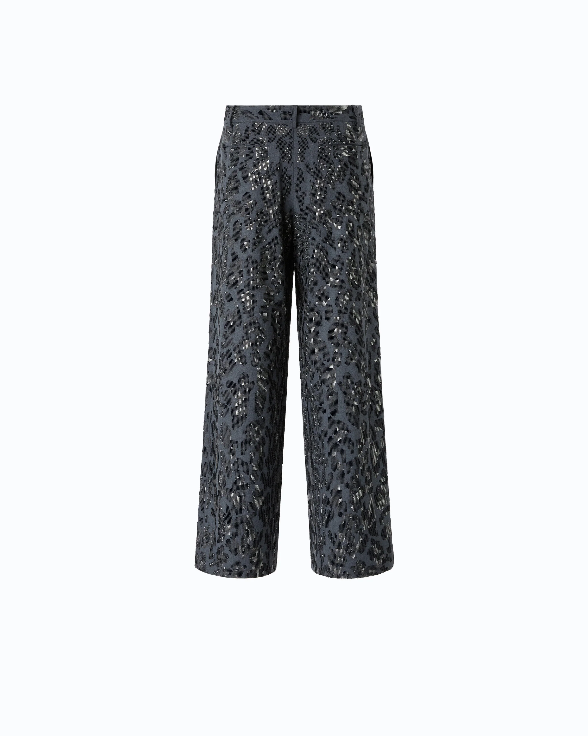 Wide leg trousers with animal print and micro-strass - Image 6