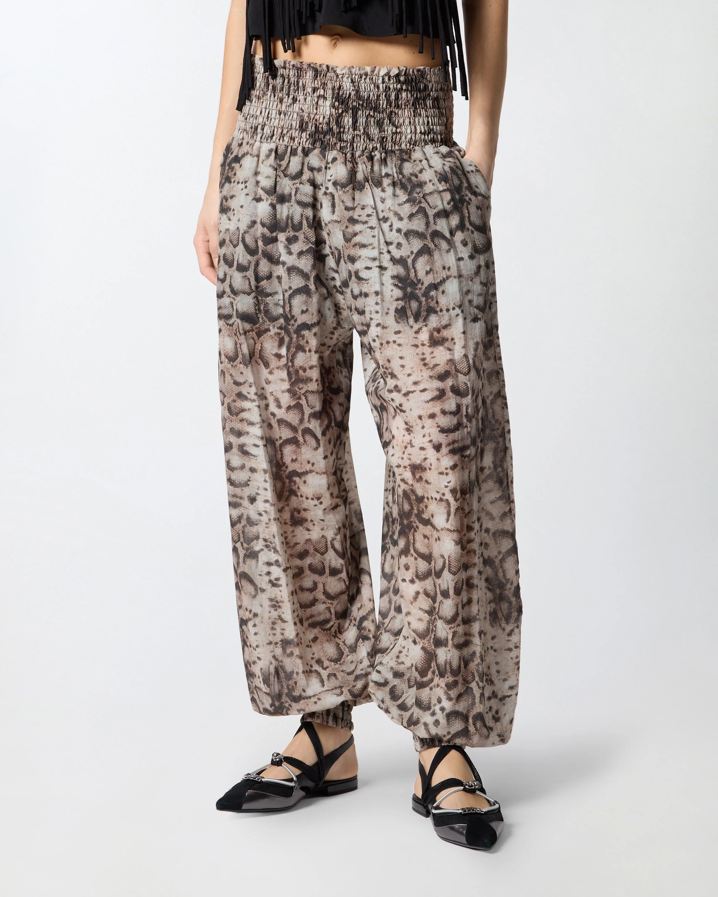 Wide-leg trousers with snake print - Image 2