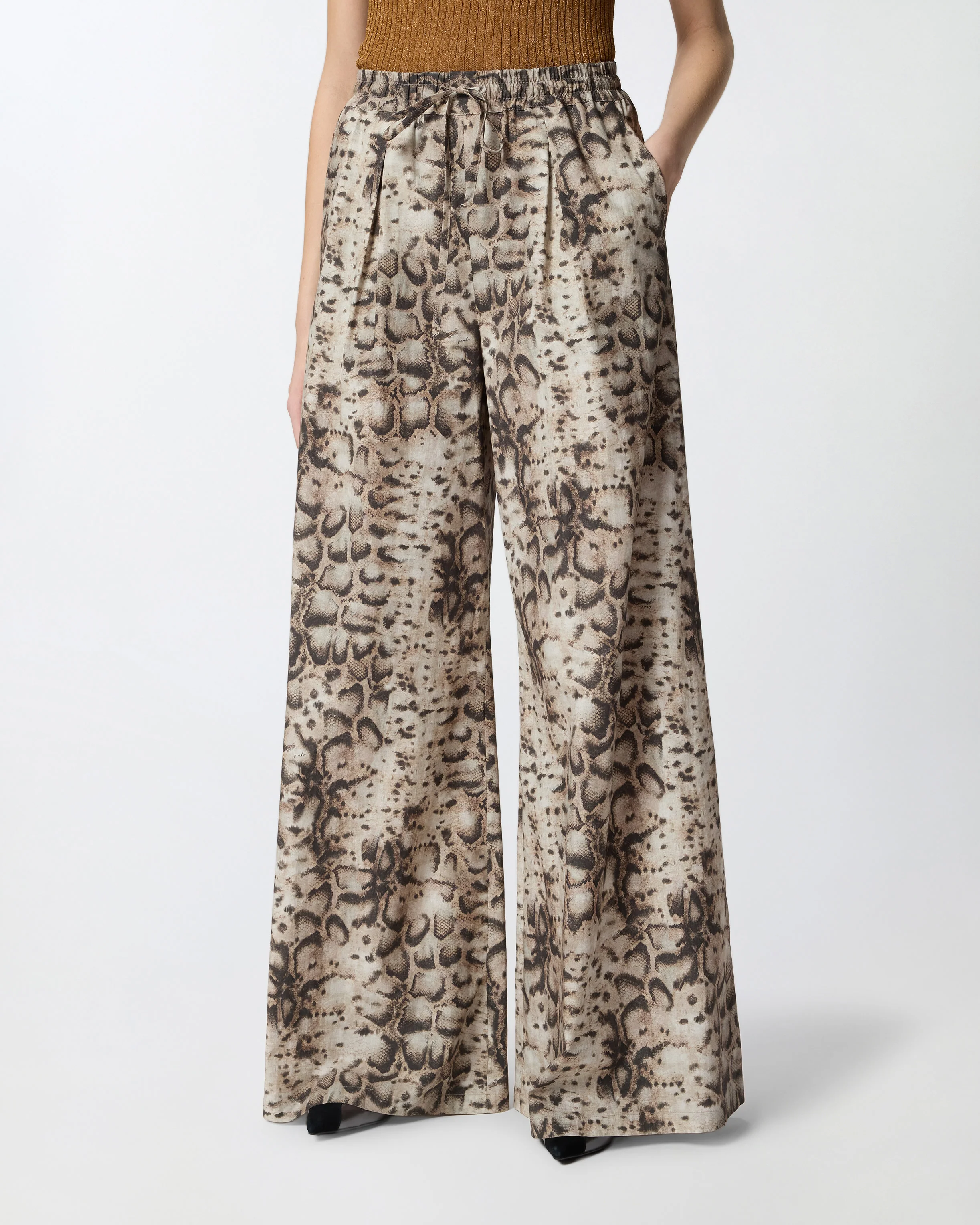 Wide-leg trousers with snake print - Image 2