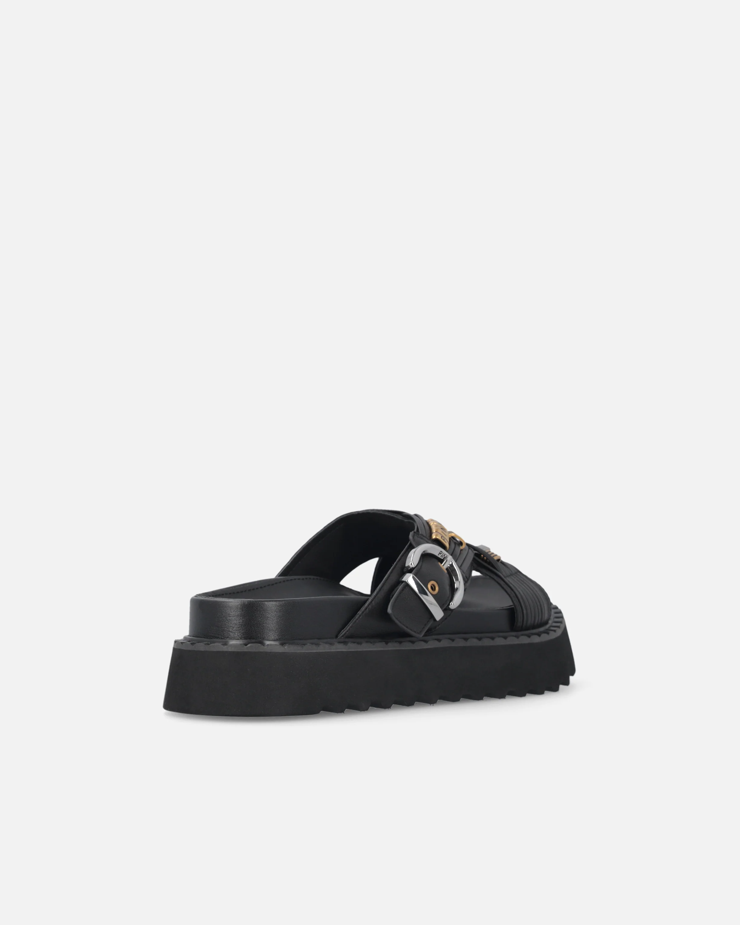 Woven nappa leather slip-on sandals with metallic rings - Image 3