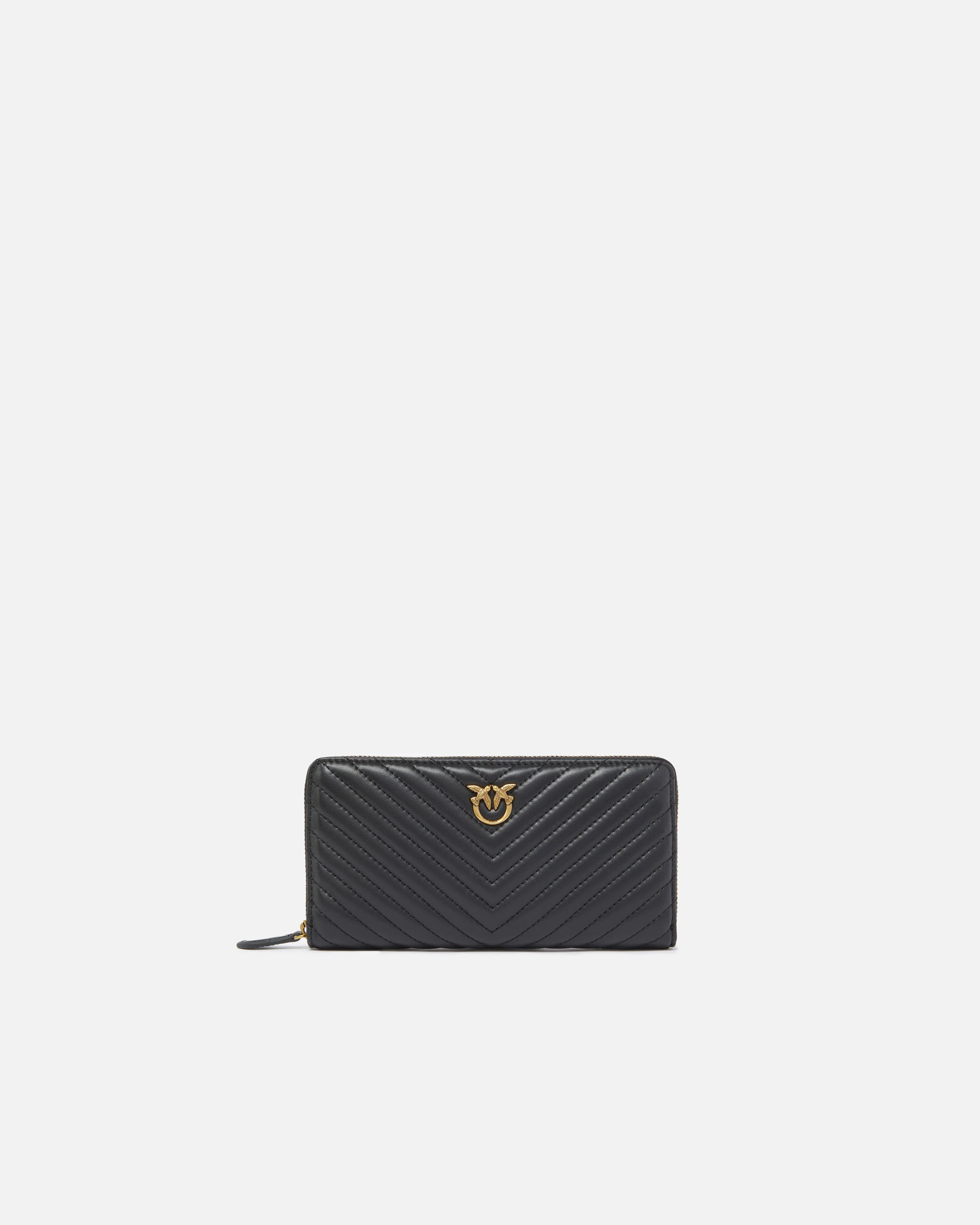 Zip-around wallet in chevron-patterned nappa leather